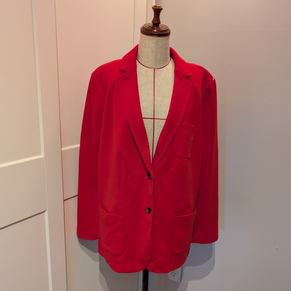 Talbot's Jackets & Blazers - Talbots Plus Size 18W Women's Aberdeen Career Red Cotton Blend Blazer Jacket